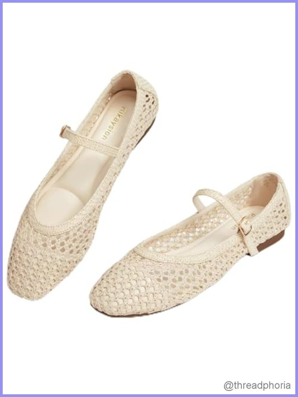 Women's Woven Mary Jane Flats Square Toe Adjustable Strap Ballet Shoes